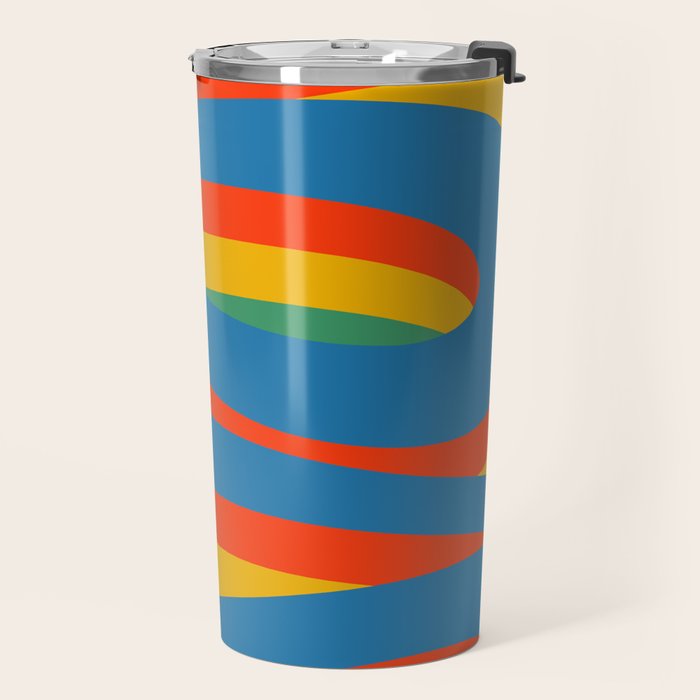 Pop Swirl Wavy Abstract Line Pattern Colorful Bright Blue Red Yellow Green Travel Mug Gallery Image 2