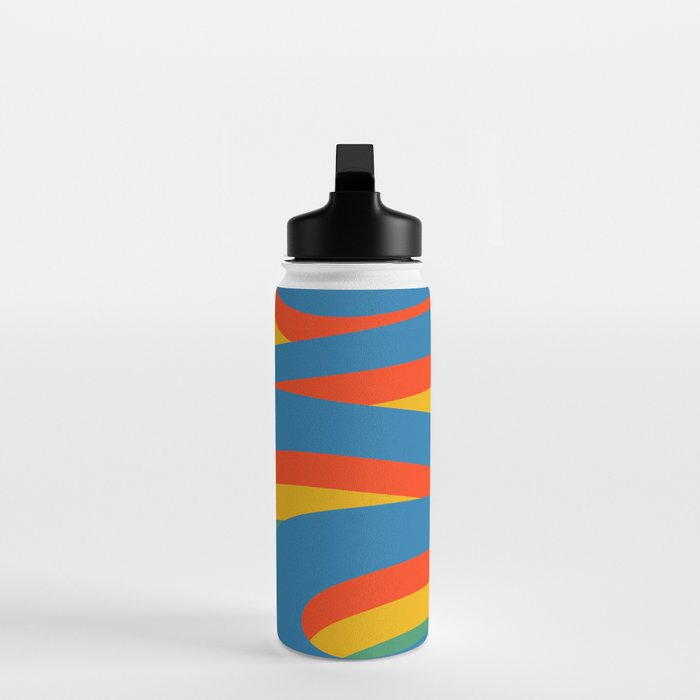 Pop Swirl Wavy Abstract Line Pattern Colorful Bright Blue Red Yellow Green Water Bottle Gallery Image 3