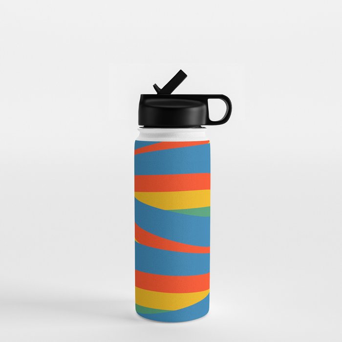 Pop Swirl Wavy Abstract Line Pattern Colorful Bright Blue Red Yellow Green Water Bottle Gallery Image 1