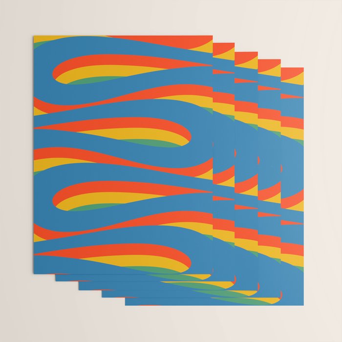 Pop Swirl Wavy Abstract Line Pattern Colorful Bright Blue Red Yellow Green Wrapping Paper Gallery Image 3