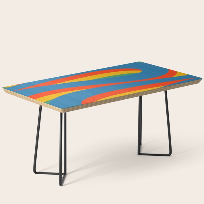 Pop Swirl Wavy Abstract Line Pattern Colorful Bright Blue Red Yellow Green Coffee Table Gallery Image 1