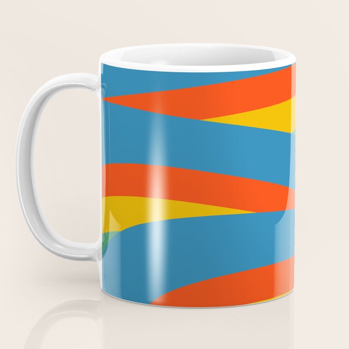 Pop Swirl Wavy Abstract Line Pattern Colorful Bright Blue Red Yellow Green Coffee Mug Gallery Image 3