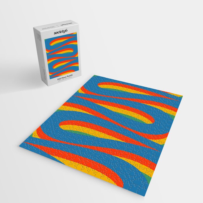 Pop Swirl Wavy Abstract Line Pattern Colorful Bright Blue Red Yellow Green Jigsaw Puzzle Gallery Image 2