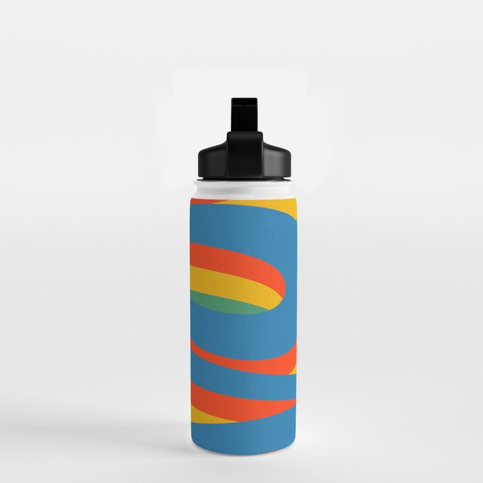 Pop Swirl Wavy Abstract Line Pattern Colorful Bright Blue Red Yellow Green Water Bottle Gallery Image 2