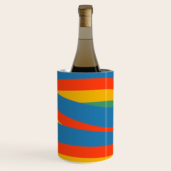 Pop Swirl Wavy Abstract Line Pattern Colorful Bright Blue Red Yellow Green Wine Chiller Gallery Image 1