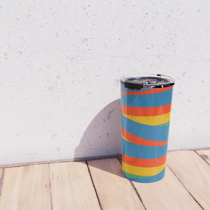 Pop Swirl Wavy Abstract Line Pattern Colorful Bright Blue Red Yellow Green Travel Mug Gallery Image 4