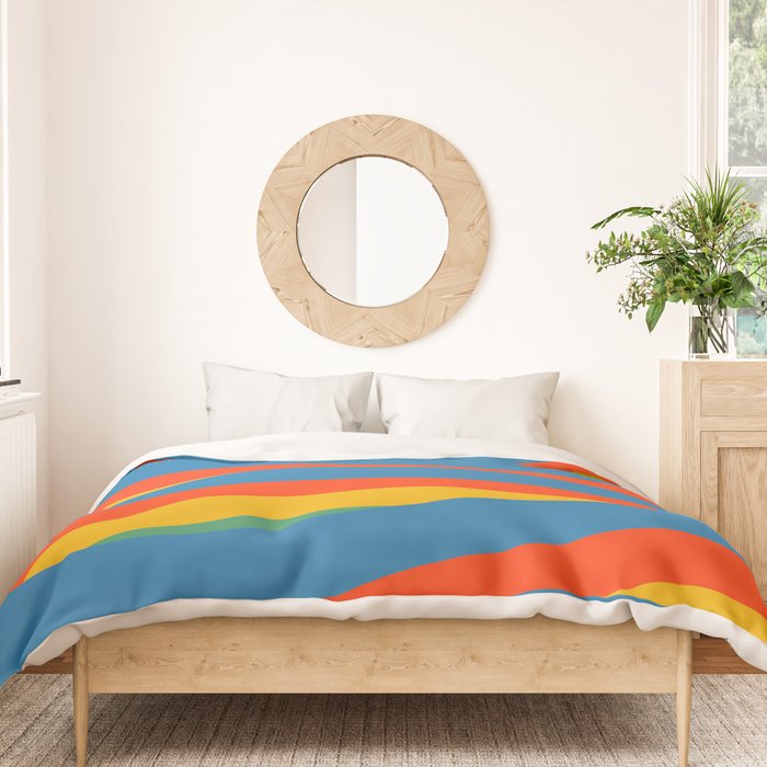 Pop Swirl Wavy Abstract Line Pattern Colorful Bright Blue Red Yellow Green Duvet Cover Gallery Image 3