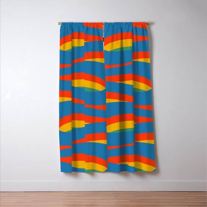Pop Swirl Wavy Abstract Line Pattern Colorful Bright Blue Red Yellow Green Window Curtain Gallery Image 3