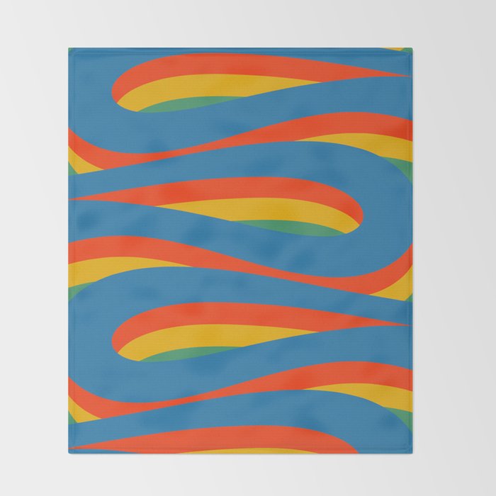 Pop Swirl Wavy Abstract Line Pattern Colorful Bright Blue Red Yellow Green Throw Blanket Gallery Image 2