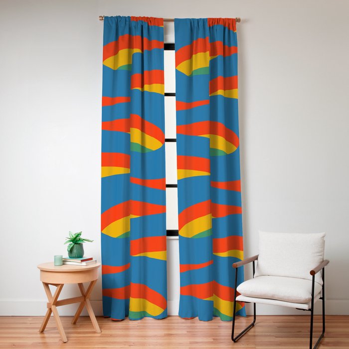 Pop Swirl Wavy Abstract Line Pattern Colorful Bright Blue Red Yellow Green Window Curtain Gallery Image 4