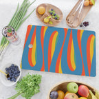 Pop Swirl Wavy Abstract Line Pattern Colorful Bright Blue Red Yellow Green Cutting Board Gallery Image 2