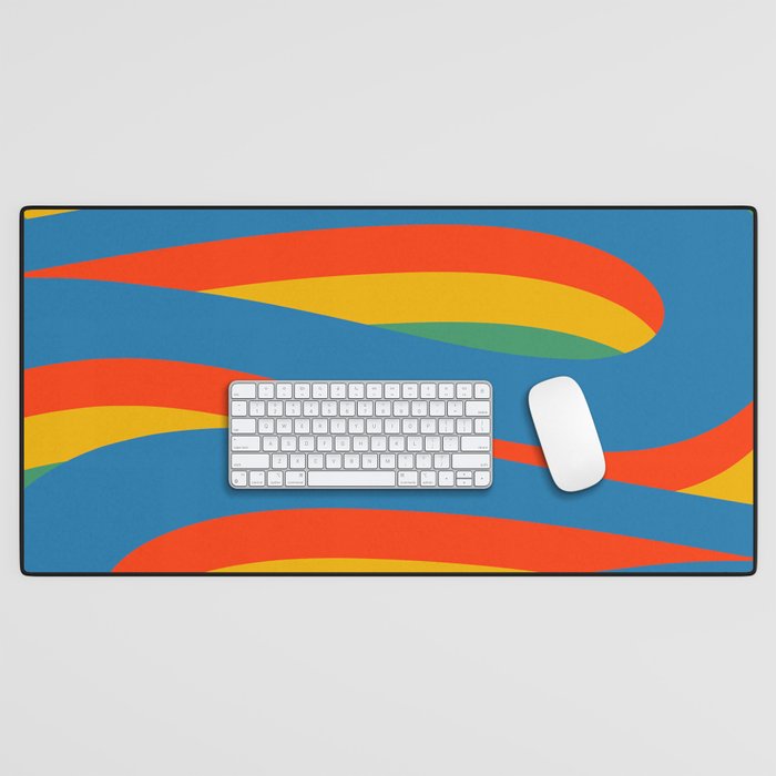 Pop Swirl Wavy Abstract Line Pattern Colorful Bright Blue Red Yellow Green Desk Mat Gallery Image 1