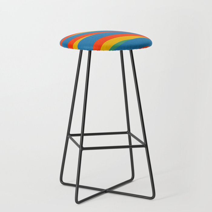 Pop Swirl Wavy Abstract Line Pattern Colorful Bright Blue Red Yellow Green Stool Gallery Image 1