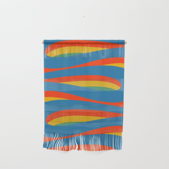 Pop Swirl Wavy Abstract Line Pattern Colorful Bright Blue Red Yellow Green Wall Hanging Gallery Image 1