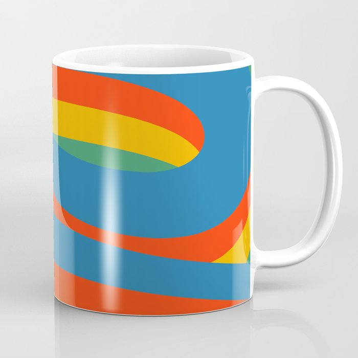 Pop Swirl Wavy Abstract Line Pattern Colorful Bright Blue Red Yellow Green Coffee Mug Gallery Image 1