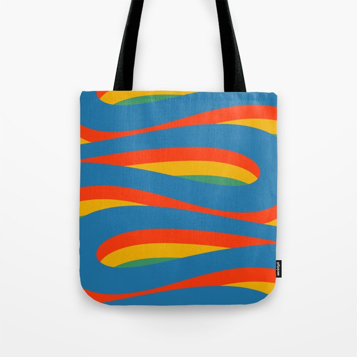 Pop Swirl Wavy Abstract Line Pattern Colorful Bright Blue Red Yellow Green Tote Bag Gallery Image 1
