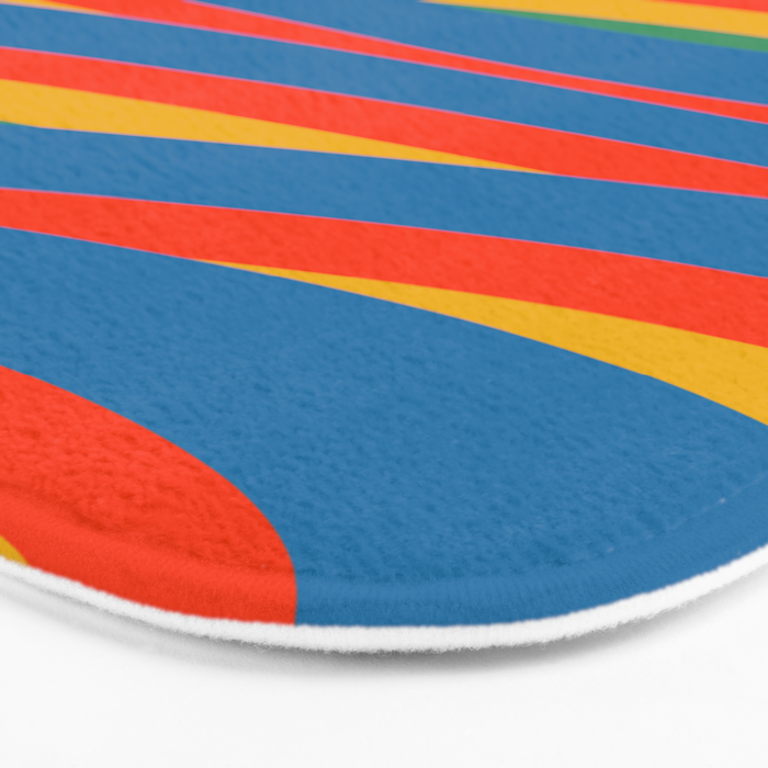 Pop Swirl Wavy Abstract Line Pattern Colorful Bright Blue Red Yellow Green Bath Mat Gallery Image 3