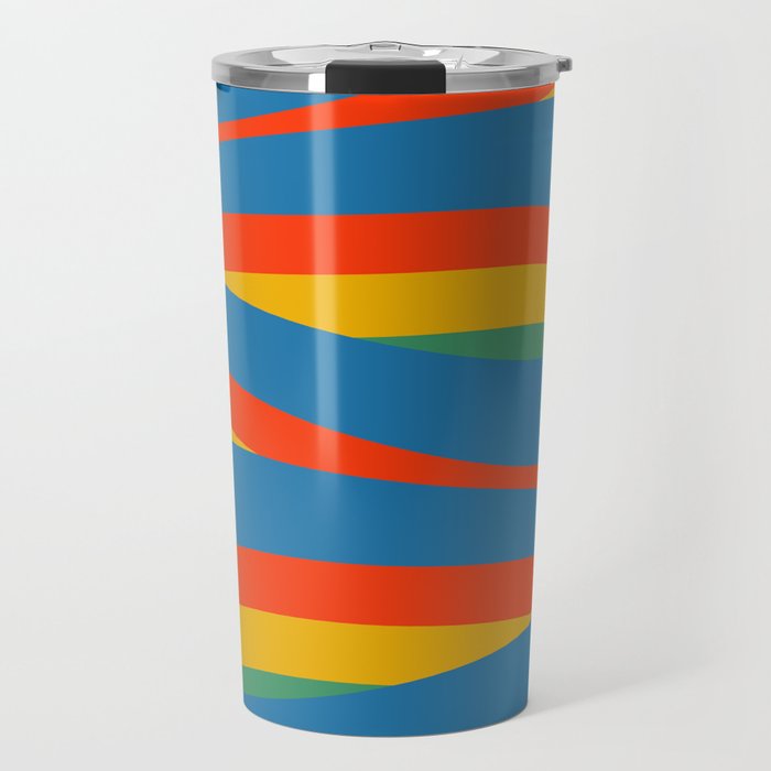 Pop Swirl Wavy Abstract Line Pattern Colorful Bright Blue Red Yellow Green Travel Mug Gallery Image 1