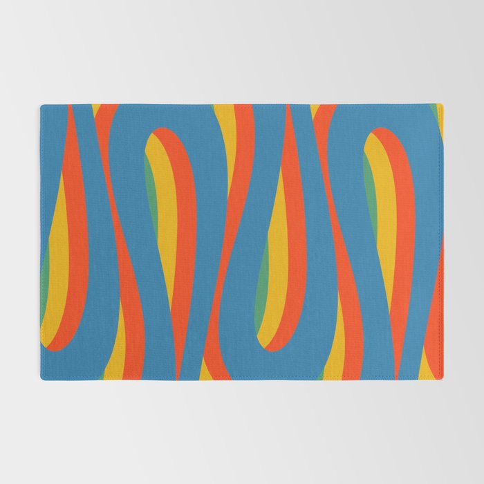 Pop Swirl Wavy Abstract Line Pattern Colorful Bright Blue Red Yellow Green Rug Gallery Image 2