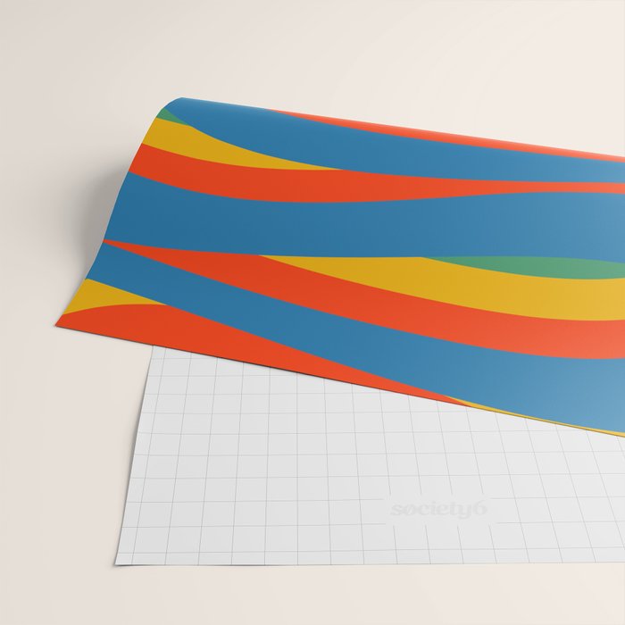 Pop Swirl Wavy Abstract Line Pattern Colorful Bright Blue Red Yellow Green Wrapping Paper Gallery Image 2