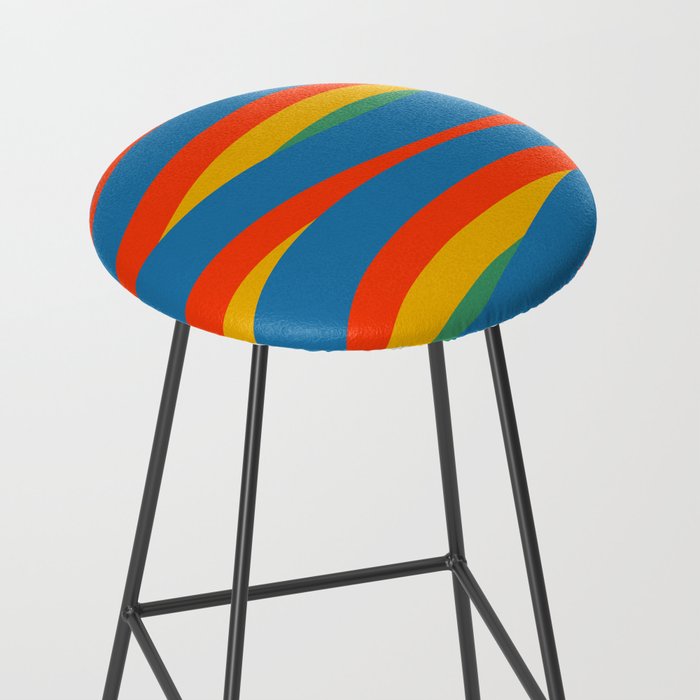 Pop Swirl Wavy Abstract Line Pattern Colorful Bright Blue Red Yellow Green Stool Gallery Image 2