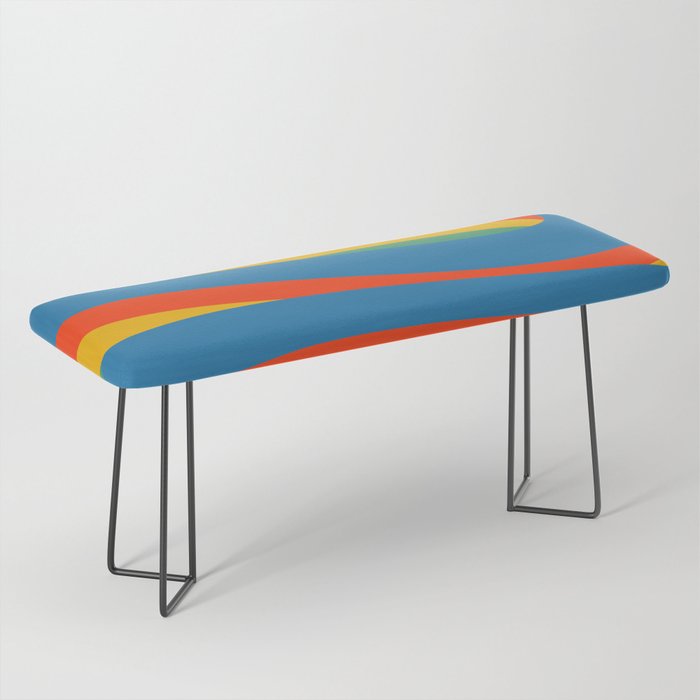 Pop Swirl Wavy Abstract Line Pattern Colorful Bright Blue Red Yellow Green Bench Gallery Image 1