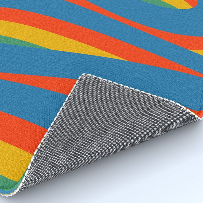 Pop Swirl Wavy Abstract Line Pattern Colorful Bright Blue Red Yellow Green Rug Gallery Image 4