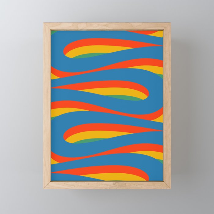Pop Swirl Wavy Abstract Line Pattern Colorful Bright Blue Red Yellow Green Mini Art Print Gallery Image 1