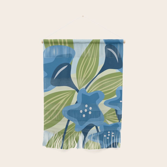 Blue Flowers and Green Leaves Wall Hanging Gallery Image 1