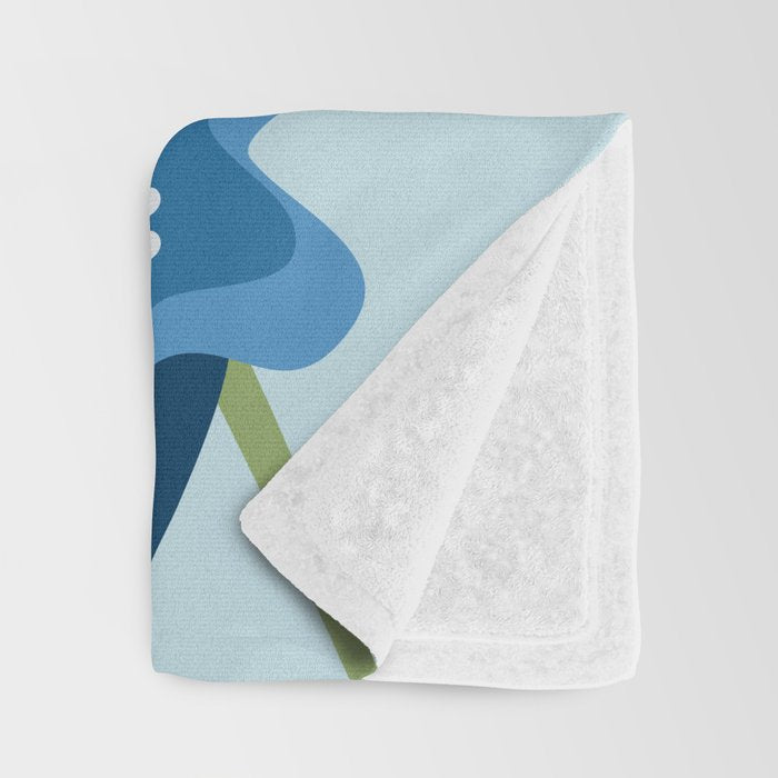 Blue Flowers and Green Leaves Throw Blanket Gallery Image 3