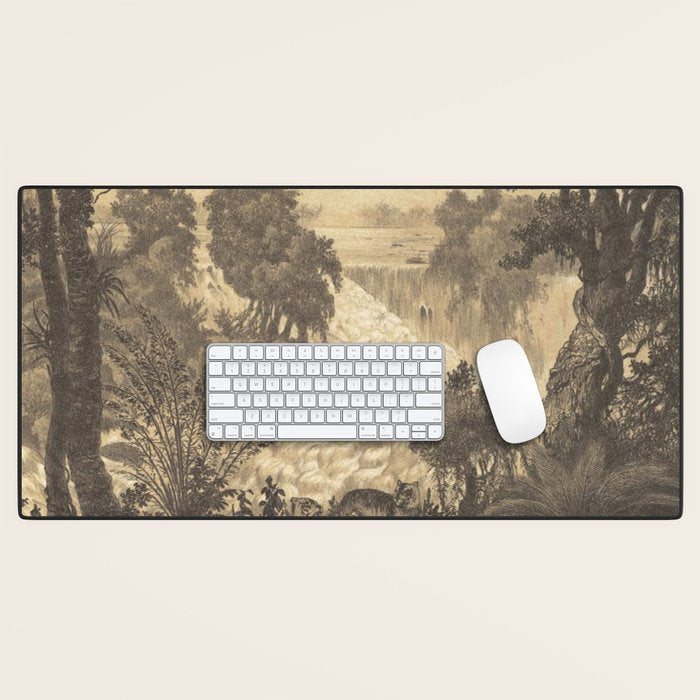 Voyage exploration en Indo-Chine-1873-Antique Landscape Tropical Jungle Tiger Desk Mat Gallery Image 1