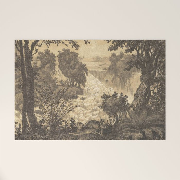 Voyage exploration en Indo-Chine-1873-Antique Landscape Tropical Jungle Tiger Welcome Mat Gallery Image 1