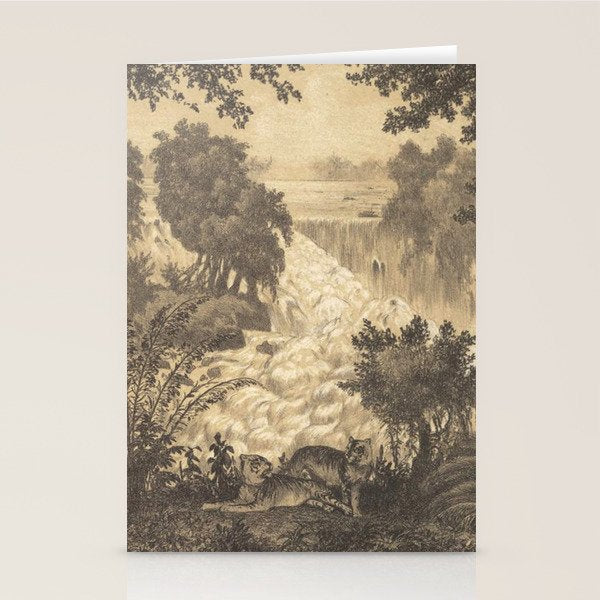 Voyage exploration en Indo-Chine-1873-Antique Landscape Tropical Jungle Tiger Stationery Card Gallery Image 1