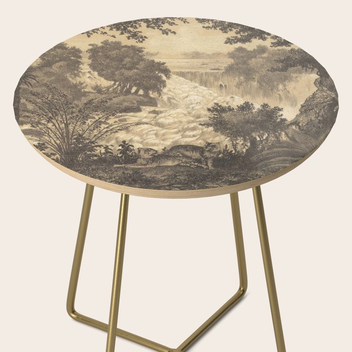 Voyage exploration en Indo-Chine-1873-Antique Landscape Tropical Jungle Tiger Side Table Gallery Image 2