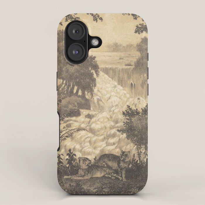 Voyage exploration en Indo-Chine-1873-Antique Landscape Tropical Jungle Tiger iPhone Case Gallery Image 1