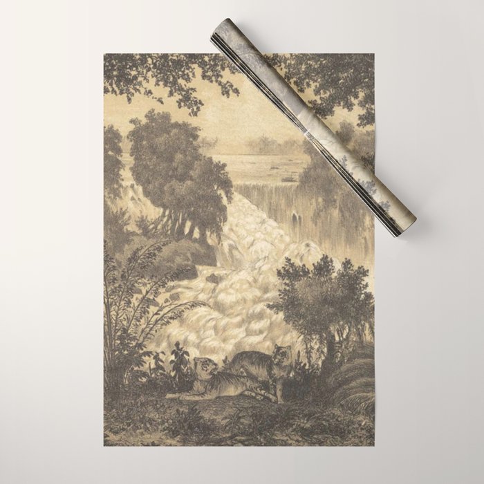 Voyage exploration en Indo-Chine-1873-Antique Landscape Tropical Jungle Tiger Wrapping Paper Gallery Image 1