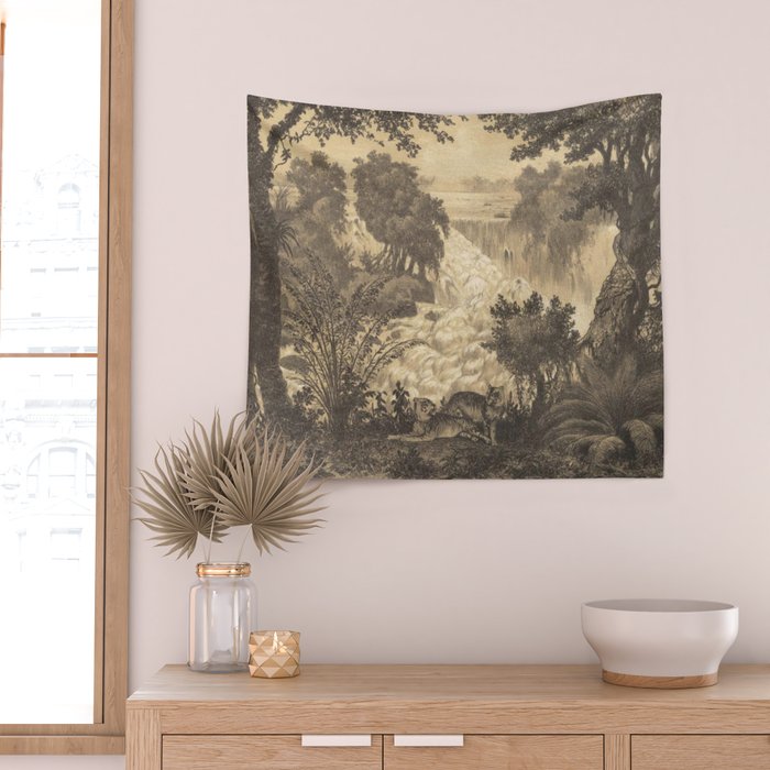 Voyage exploration en Indo-Chine-1873-Antique Landscape Tropical Jungle Tiger Wall Tapestry Gallery Image 2