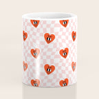 Retro cartoon love heart checkered pattern Coffee Mug Gallery Image 4