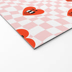 Retro cartoon love heart checkered pattern Welcome Mat Gallery Image 2