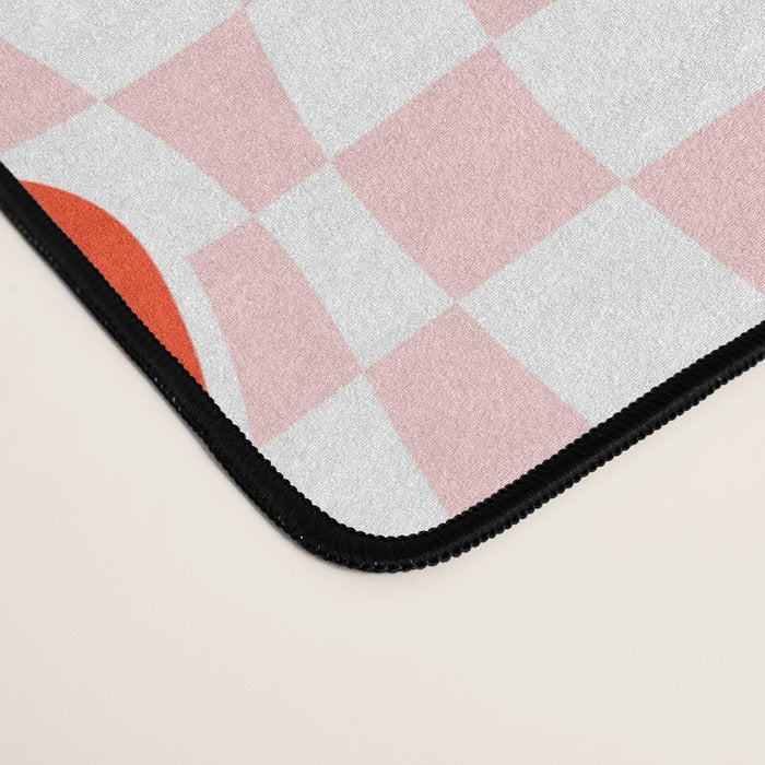 Retro cartoon love heart checkered pattern Desk Mat Gallery Image 4