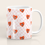 Retro cartoon love heart checkered pattern Coffee Mug Gallery Image 1