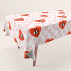 Retro cartoon love heart checkered pattern Tablecloth Gallery Image 1