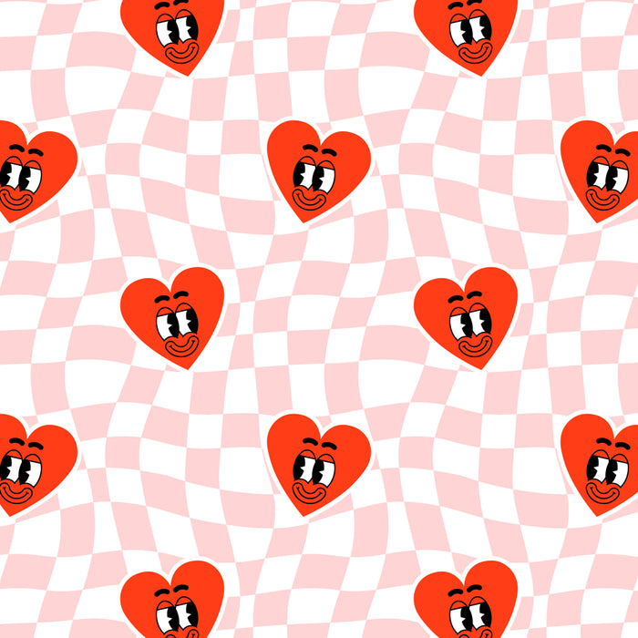 Retro cartoon love heart checkered pattern Coffee Mug Gallery Image 2