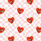 Retro cartoon love heart checkered pattern Coffee Mug Gallery Image 2