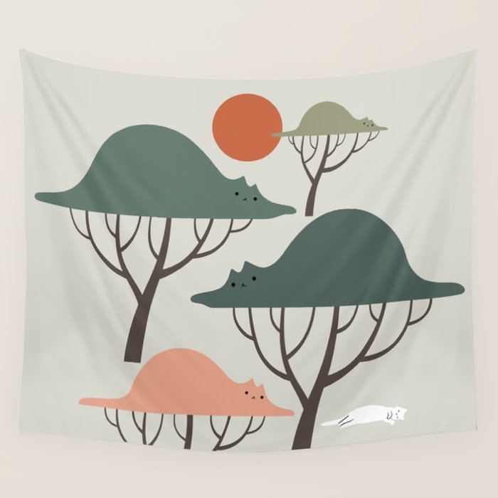 Cat Landscape 128 Wall Tapestry Gallery Image 4