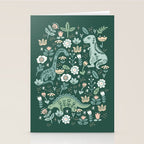 Folk Floral Dinosaur Stationery Card Gallery Image 2