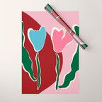 Retro minimal flower IV Wrapping Paper Gallery Image 1