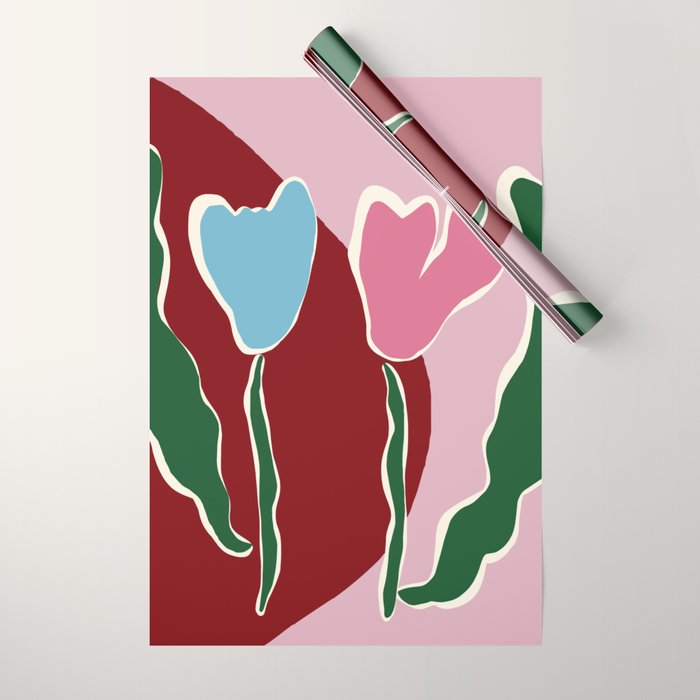 Retro minimal flower IV Wrapping Paper Gallery Image 1