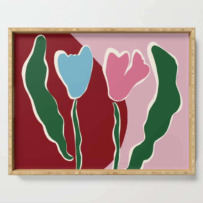Retro minimal flower IV Serving Tray Gallery Image 1