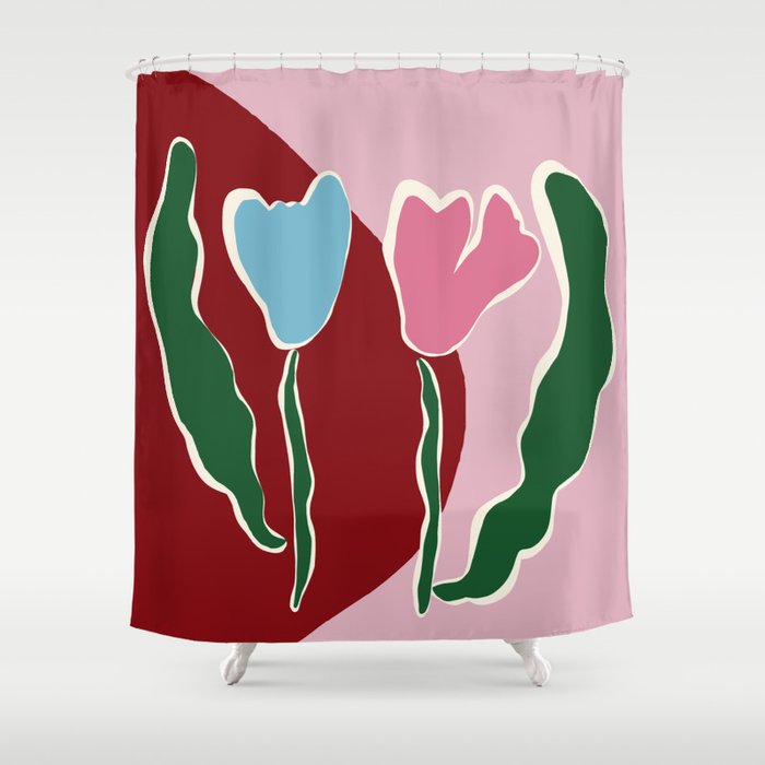 Retro minimal flower IV Shower Curtain Gallery Image 1